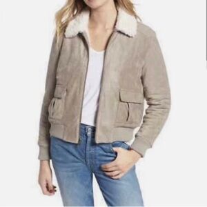 Reversible Suede and Shearling Cupcakes and Cashmere Bomber Jacket